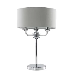 Image of Rocha 3 Way Chrome Table Lamp with Grey Shade
