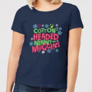 Image of Elf Cotton-Headed Ninny-Muggins Womens Christmas T-Shirt - Navy - M