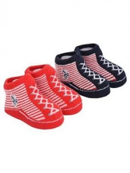 Image of U.S. Polo Assn. Baby Boy Bootie Set - Red