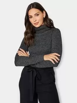 Image of Long Tall Sally Black Lurex Roll Neck, Black, Size 18-20, Women