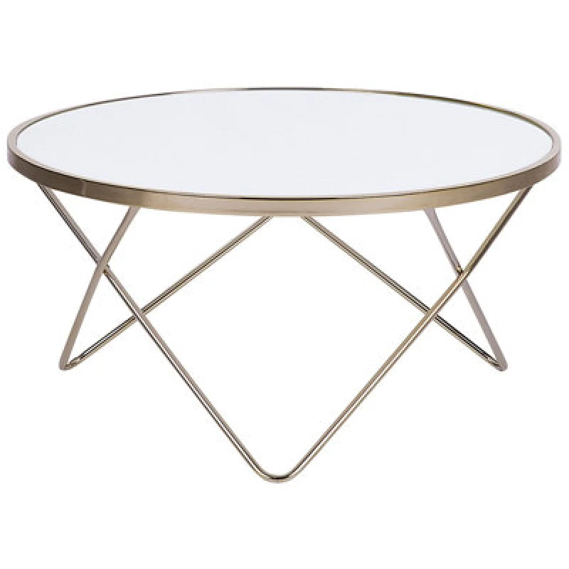 Image of Beliani Coffee Table Meridian Tempered Glass White/ Gold