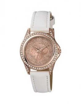 Image of Tikkers Tikkers Rose Sparkly Dial White Strap Kids Watch