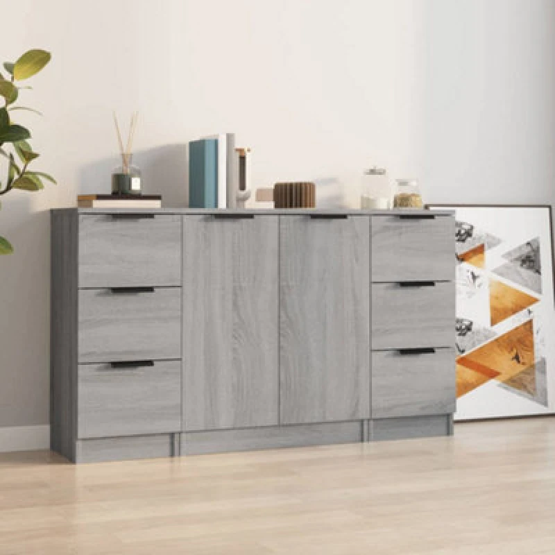 Image of VIDAXL Sideboards 3 pcs Grey Sonoma Engineered Wood Vidaxl 8720287123026