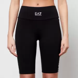 Image of Emporio Armani EA7 Womens Train Shiny Cycling Shorts - Black/White - M