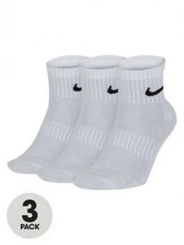 Image of Nike Everyday 3pk Ankle Socks - White Size M Women