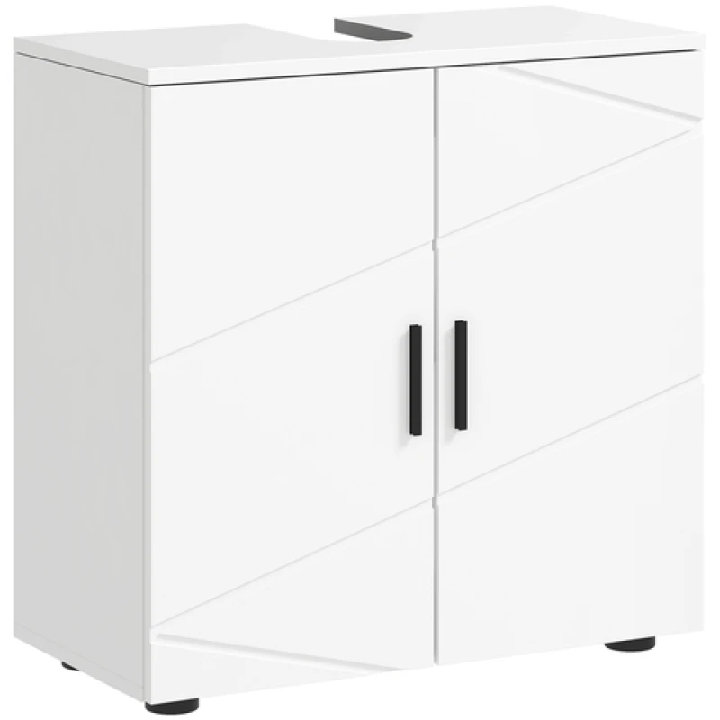 Image of kleankin Bathroom Vanity Unit, Under Sink Cabinet with Shelf, White 834-619V80WT