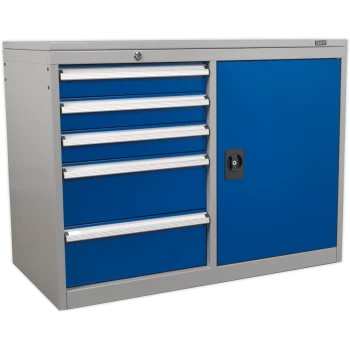 Image of Sealey Premier Industrial Cabinet and Locker 5 Drawer Blue / Grey
