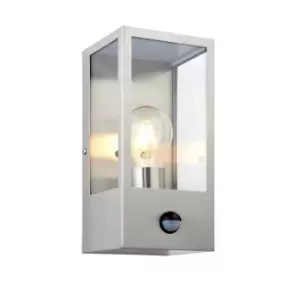 Image of Outdoor Box Lantern Wall Light with PIR Sensor - Automatic Exterior Lighting