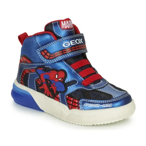 Image of Geox GRAYJAY boys's Childrens Shoes (High-top Trainers) in Blue. Sizes available:10 kid,11 kid,11.5 kid,12 kid,13 kid,1 kid,1.5 kid,2.5