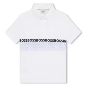 Image of Boss Boss Multi Logo Polo Shirt Junior Boys - White