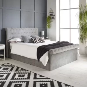 Image of Chesterfield Ottoman Storage Bed Grey, Size Double