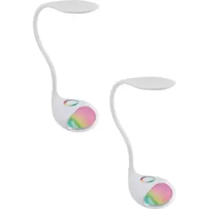 Image of 2 PACK Table Lamp Colour White Plastic Touch On/Off Dimmable LED 2.2W 0.3W