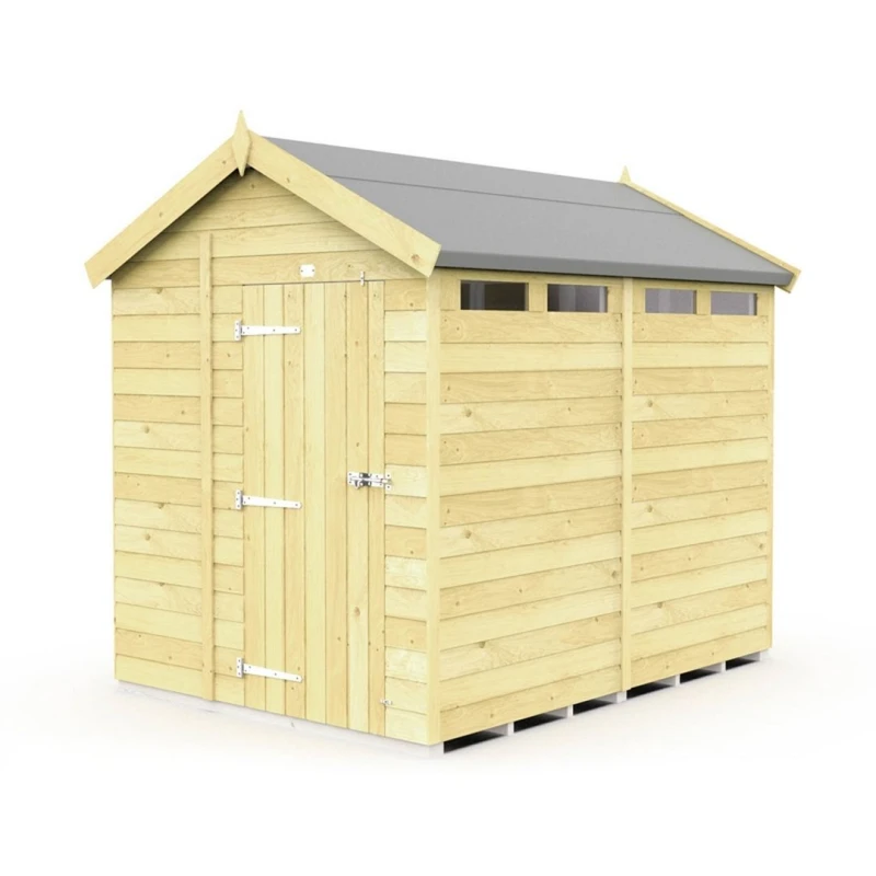 Image of Buttercup Farm 6 x 8 Feet Apex Security Shed - Single Door - L243 x W175 x H217cm in Brown Brown Unisex
