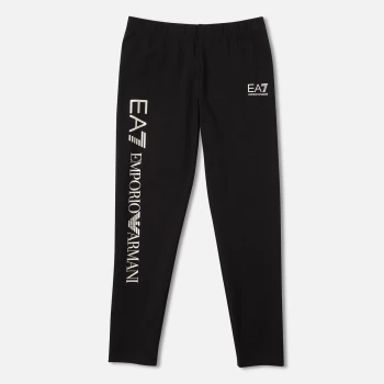 Image of EA7 Girls Train Shiny Maxi Logo Leggings - Black - 10 Years