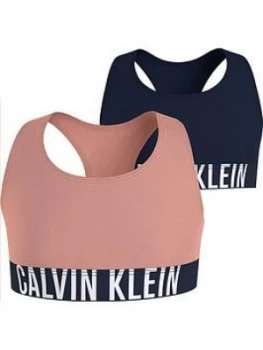 Image of Calvin Klein Girls 2 Pack Bralette - Pink/Navy, Size Age: 10-12 Years, Women
