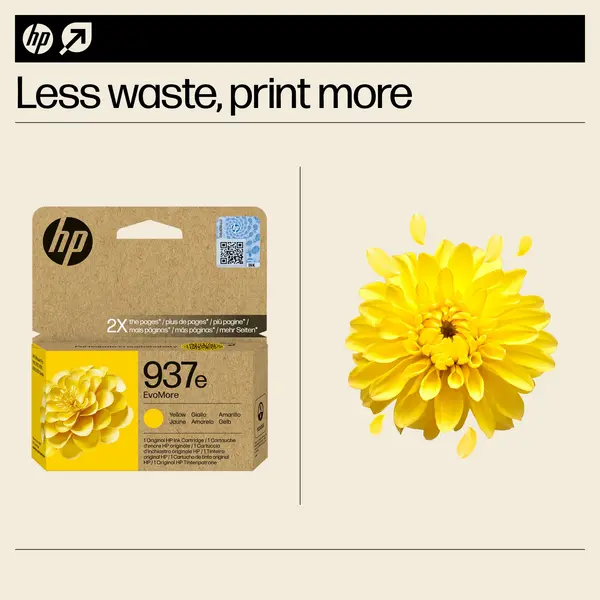 Image of HP 937e EvoMore Yellow Original Ink Cartridge 4S6W8NE