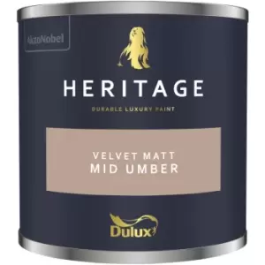 Image of Dulux Heritage Velvet Matt Mid Umber Matt Emulsion Paint 125ml