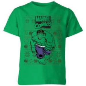 Image of Marvel Avengers Hulk Kids Christmas T-Shirt - Kelly Green - 3-4 Years