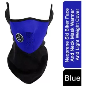 Image of Thermal Neoprene Ski Biker Face And Neck Mask Warmer & Light Weight Cover -Blue - Blue