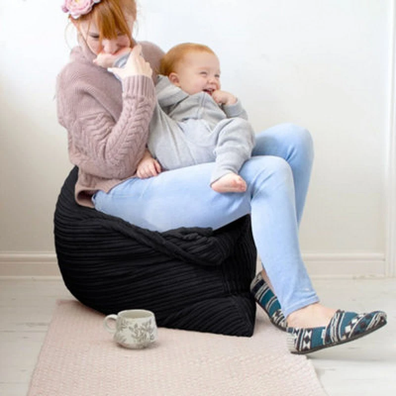 Image of rucomfy Beanbags Rucomfy Jumbo Cord Bean Bag Floor Cushion - Indoor Versatile Black Seat