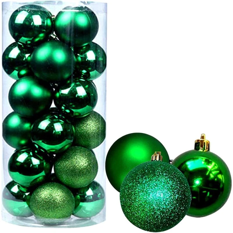 Image of Shatchi 60mm/6Pcs Christmas Baubles Shatterproof Dark Green,tree Decorations