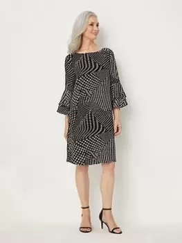 Image of Wallis Spot Print Shift Dress - Black, Size 12, Women