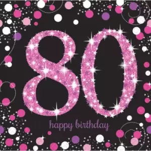 Image of 80th Happy Birthday Glitter Napkins (Pack Of 16)