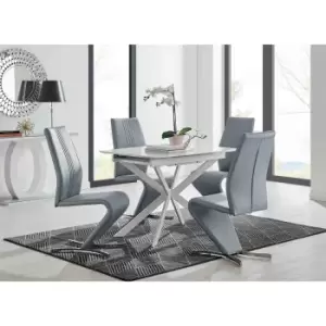 Image of Furniture Box LIRA 100 Extending Dining Table and 4 Grey Willow Chairs