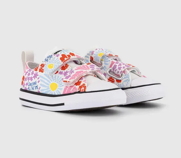 Image of Converse Kids All Star 2vlace Trainers Tolder White True Sky Oops Pink, 5infant