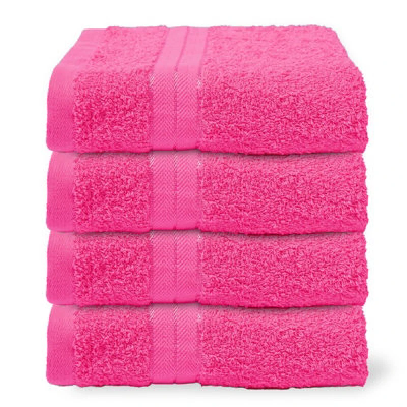 Image of OHS OHS 4 Pack of 100% Cotton Bathroom Hand Towel in Pink Pink Hand Towel Unisex 5027434228898