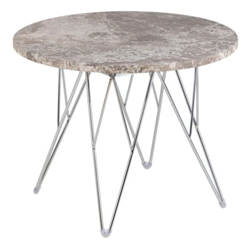 Image of Furniture To Go Prunus Round Side Table With Grey-Brown Marble Top