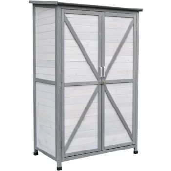 Image of Solid Wood Garden Large Storage Outdoor Lawn Shed For Long Tool W/ Lock - Outsunny