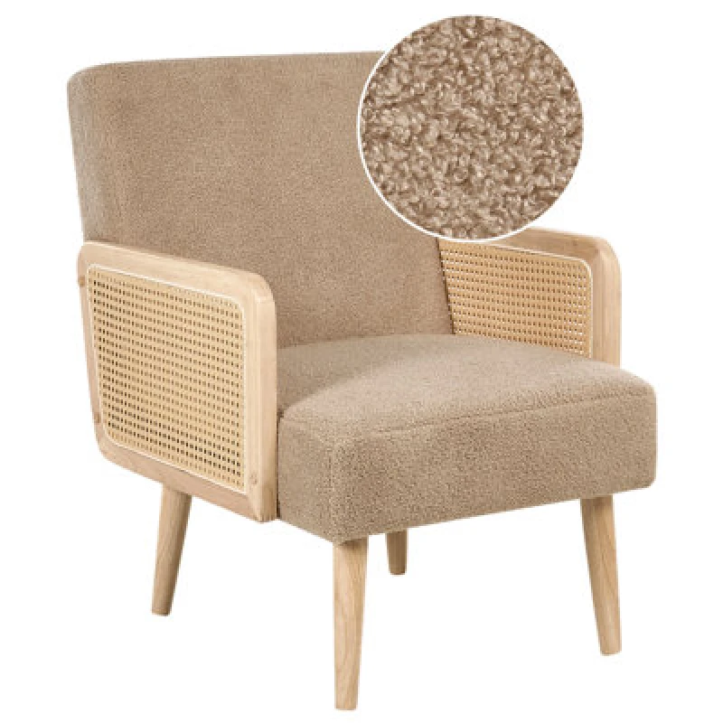Image of Beliani Boucle Armchair Sand Beige Hojby