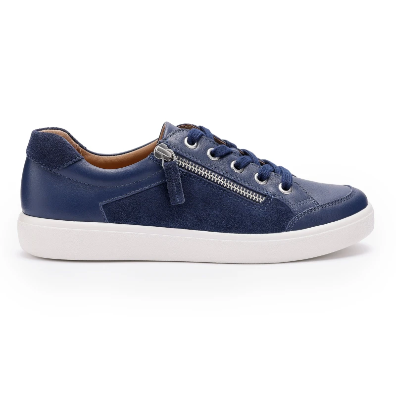 Image of Hotter Womens Wide Fit 'Chase II' Deck Shoes in Navy Size: 6 Navy Female 6