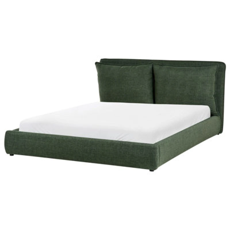 Image of Beliani Bed Fabric Bajonna 160 X 200 Cm (Eu King Size) Dark Green