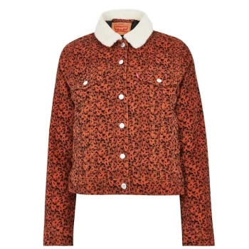 Image of Levis Original Sherpa Collar Trucker Jacket - LEOPARD GINGER