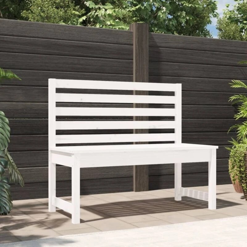 Image of VIDAXL Garden Bench White 109cm Solid Wood Pine vidaXL 8720845691554