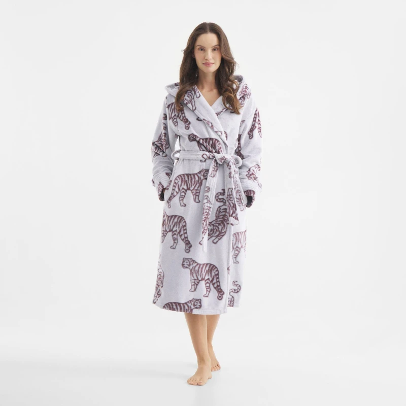 Image of Chelsea Peers Womens Burnout Fluffy Dressing Gown Purple Tigers female 8 (XS)