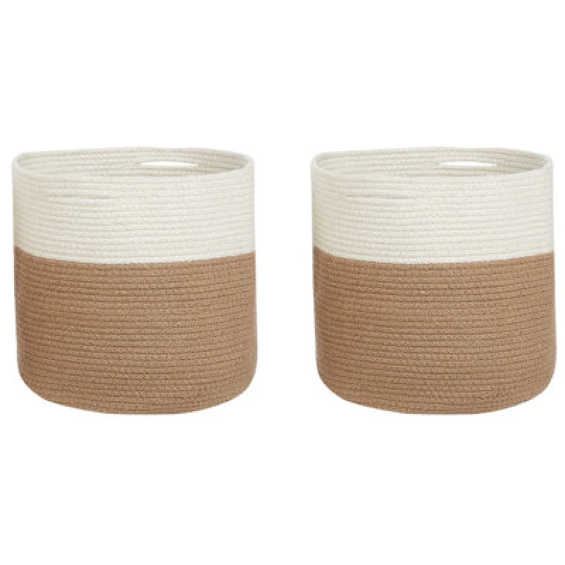 Image of Beliani Set Of 2 Baskets Ardesen Cotton Natural