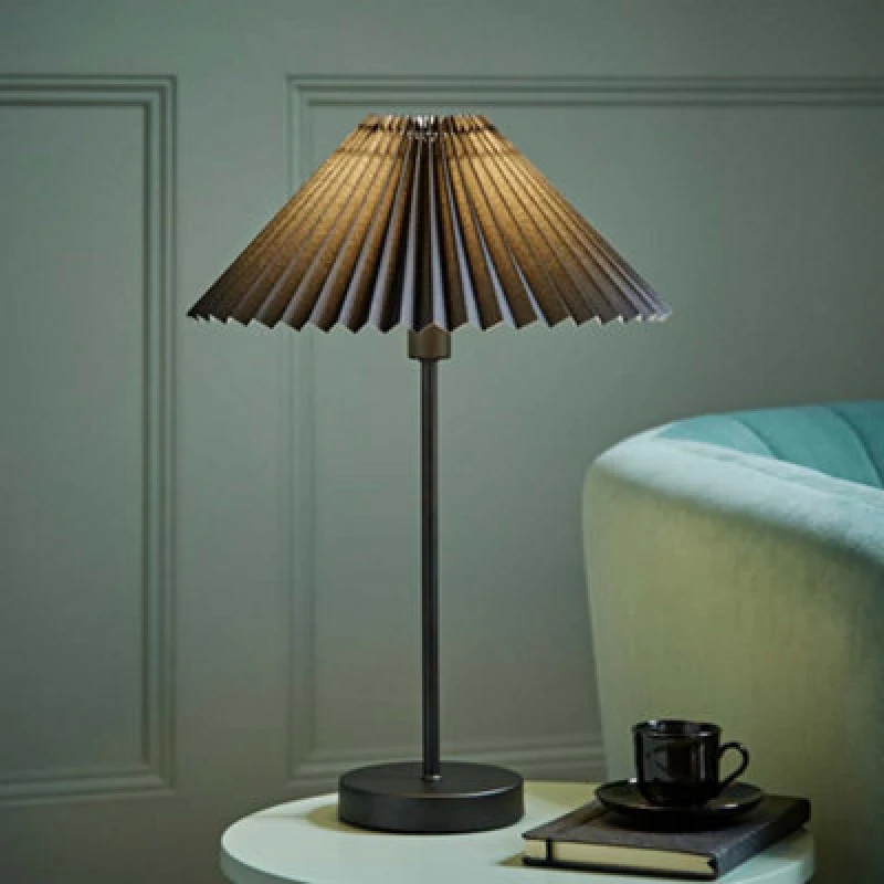 Image of VALUELIGHTS Metal Table Lamp Paper Pleated Lampshade Bedroom Living Room Light LED Bulb 26750
