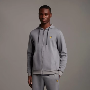 Image of Mens Full Zip Fly Fleece Hoodie - Mid Grey Marl - S