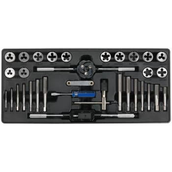 Image of Sealey 33 Piece Tap and Die Set Metric, UNF and BSP in Module Tray