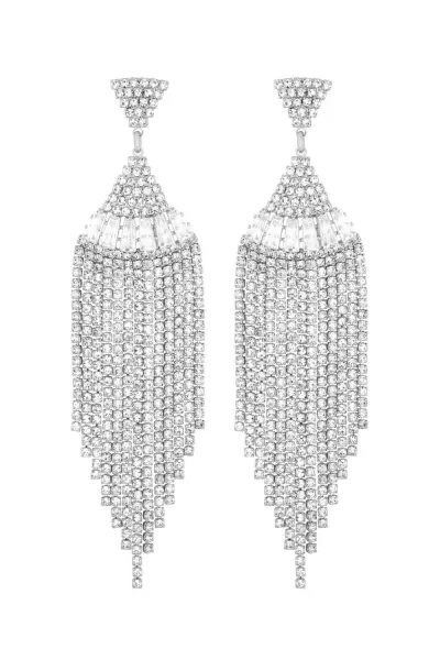 Image of Silver Plated Cubic Zirconia Statement Fringe Earrings