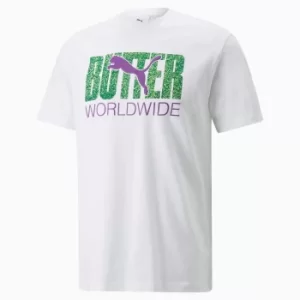 Image of Womens PUMA x Butter Goods Graphic T-Shirt, White/Sharp Green, size Small, Clothing