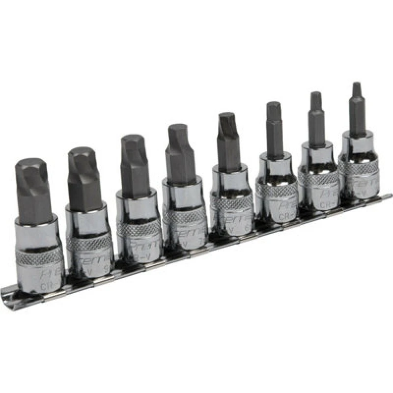 Image of Loops 8pc METRIC Hex Key Socket Bit Set - 3/8" Square Drive - Damaged & Stripped Bolts Multi
