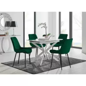 Image of Furniture Box LIRA 100 Extending Dining Table and 4 Green Pesaro Black Leg Chairs