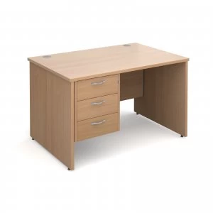 Image of Maestro 25 PL Straight Desk With 3 Drawer Pedestal 1200mm - Beech pane
