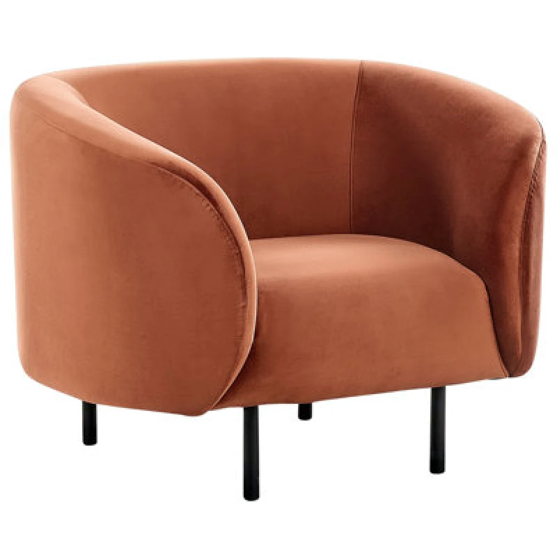 Image of Beliani Retro Velvet Armchair Orange Loen