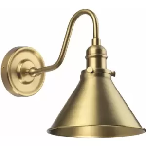 Image of Loops - Wall Light Pyramid Shaped Downlight Up & Over Arched Arm Aged Brass LED E27 60W