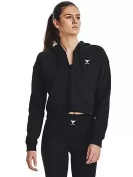 Image of Under Armour Project Rock Hw Terry Full Zip - Black/Multi, Black/Multi, Size L, Women